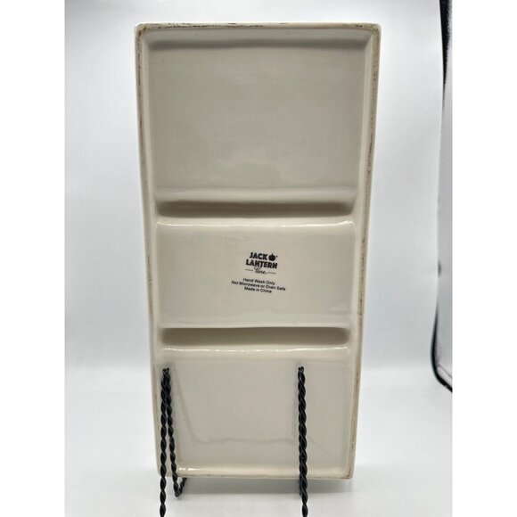 Jack o Lantern Lane Halloween Ceramic Tray Boo Yikes Eek Only 3 Compartments - Picture 3 of 7